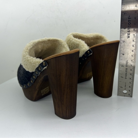 Anthropologie Clogs Miss Albright Wool Terrestrial Faux Shearling Platform Boho - Picture 11 of 14